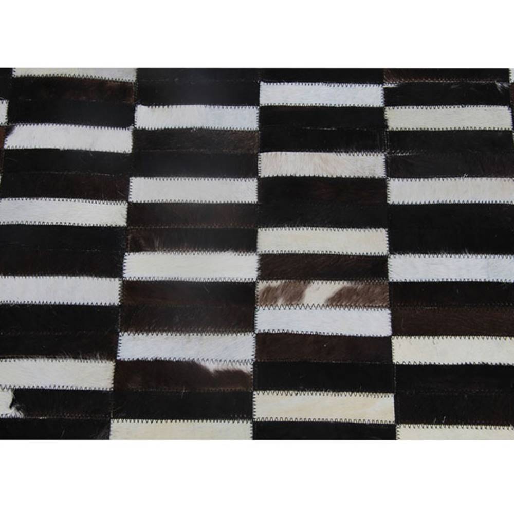 Kondela Luxusný kožený koberec  hnedá/čierna/biela patchwork 120x180 KOŽA TYP 6, značky Kondela