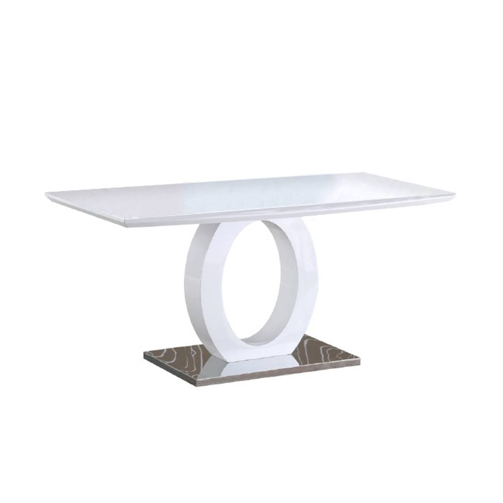 Kondela Jedálenský stôl biela vysoký lesk/oceľ ZARNI poškodený tovar, značky Kondela