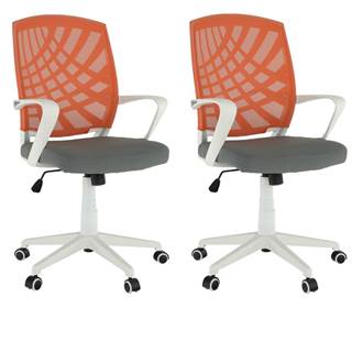 2 kusy kancelárske kreslo oranžová/sivá/biela VIDAL
