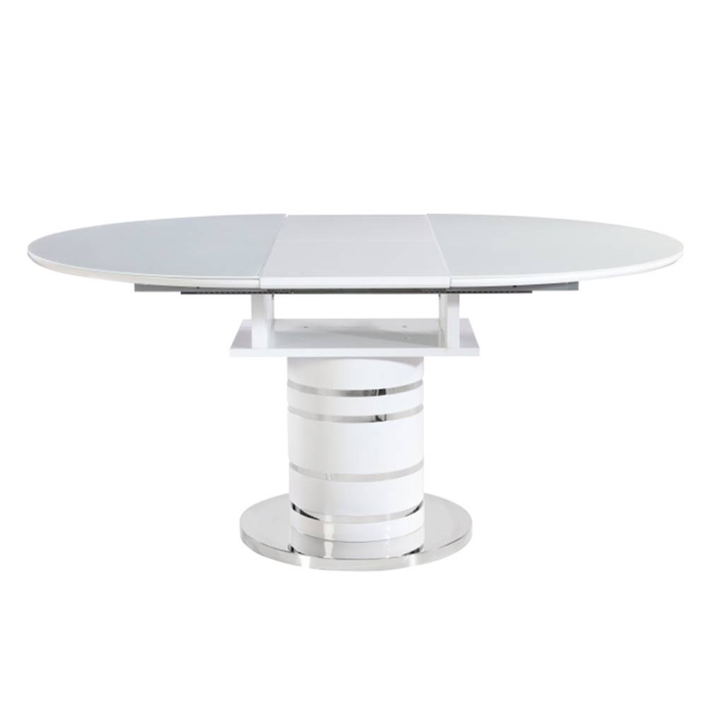 Kondela Jedálenský stôl rozkladací biela vysoký lesk HG ZAMON poškodený tovar, značky Kondela