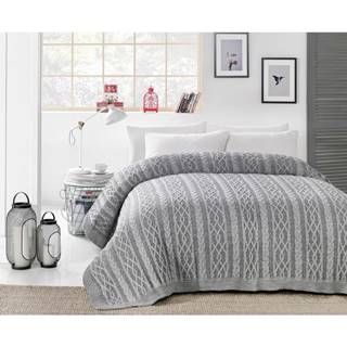 Homemania Sivá prikrývka cez posteľ Knit, 220 x 240 cm, značky Homemania