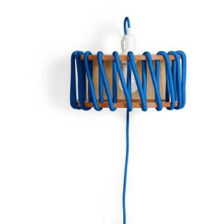 EMKO Modrá nástenná lampa s drevenou konštrukciou  Macaron, šírka 30 cm, značky EMKO