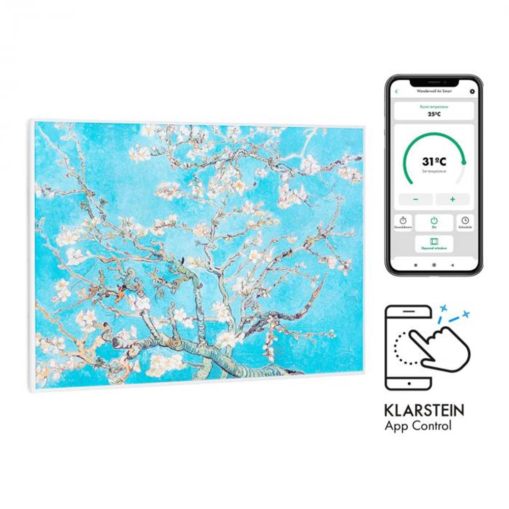 Klarstein  Wonderwall Air Art Smart, infračervený ohrievač, 80 x 60 cm, 500 W, kvety, značky Klarstein
